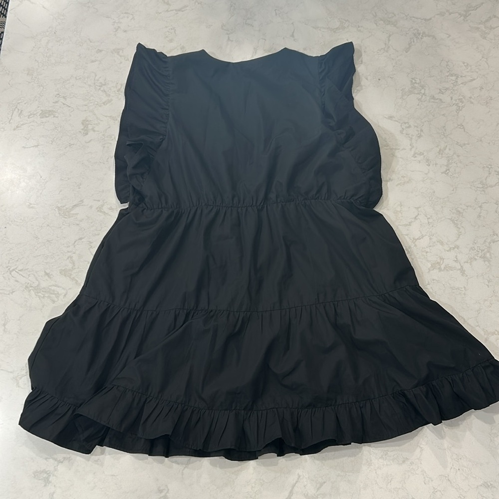 Abercrombie & Fitch Flutter Sleeve Tiered Mini Dress Black XXLT Plus Pockets - Picture 9 of 16